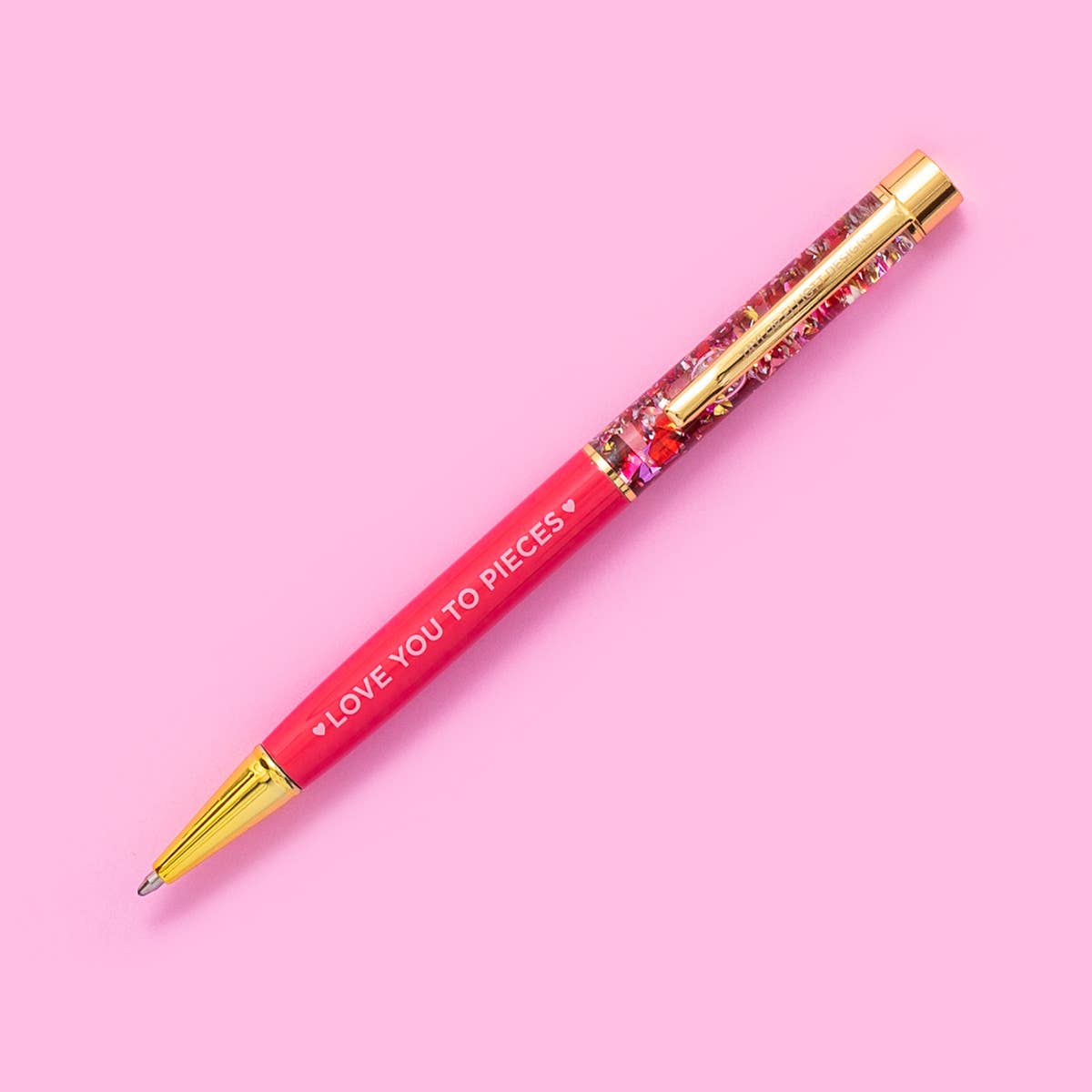 "Love You To Pieces..." - Red w/ Red + Pink Confetti