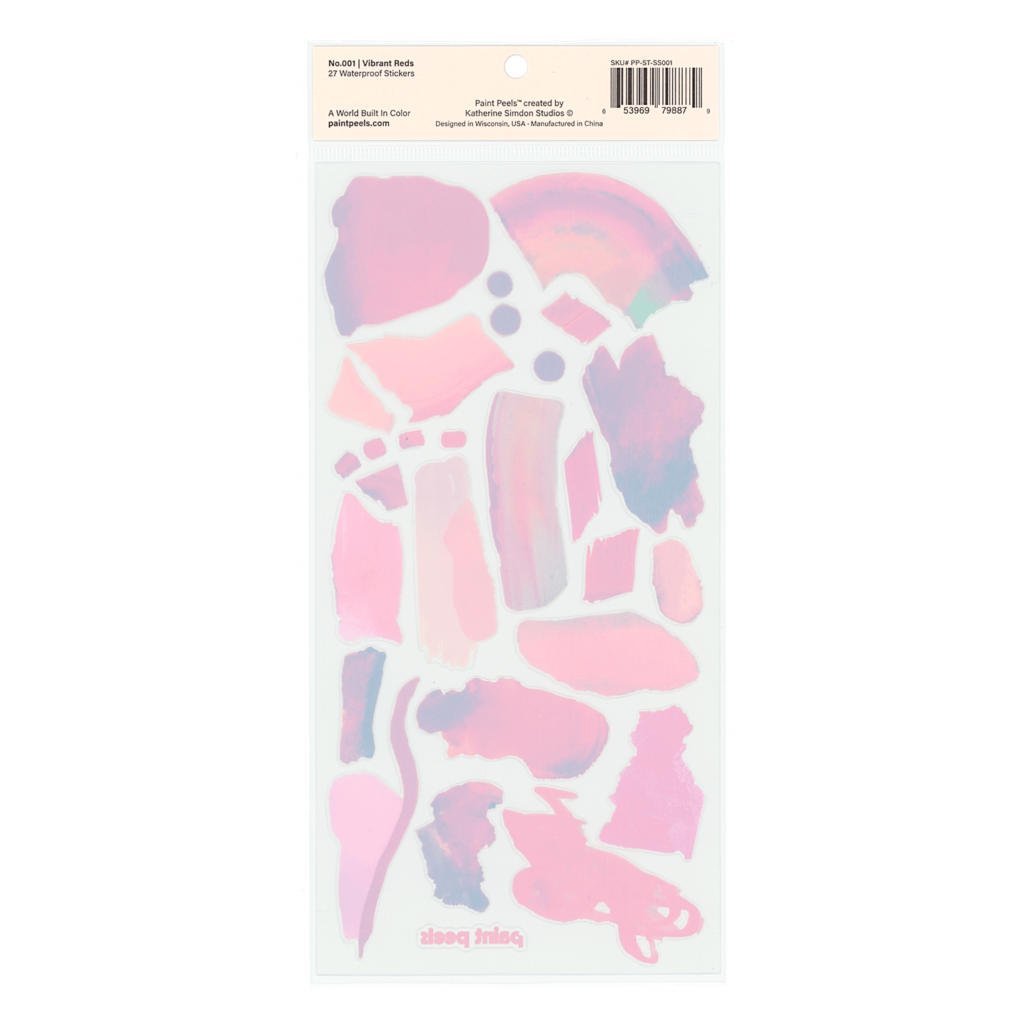 Vibrant Reds Paint Peels - No.001 Single Sticker Sheet