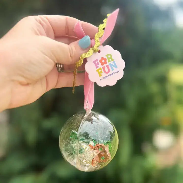 Bulb Ornament w/ 4 Christmas Themed Claw Clips