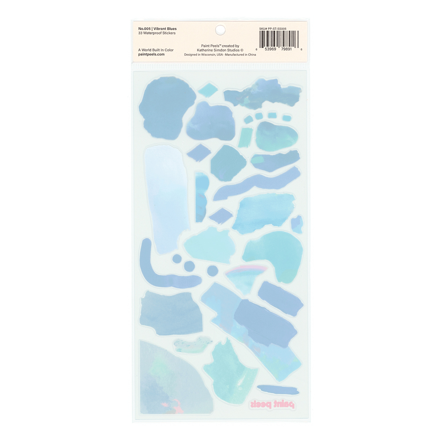 Vibrant Blues Paint Peels - No.005 Single Sticker Sheet
