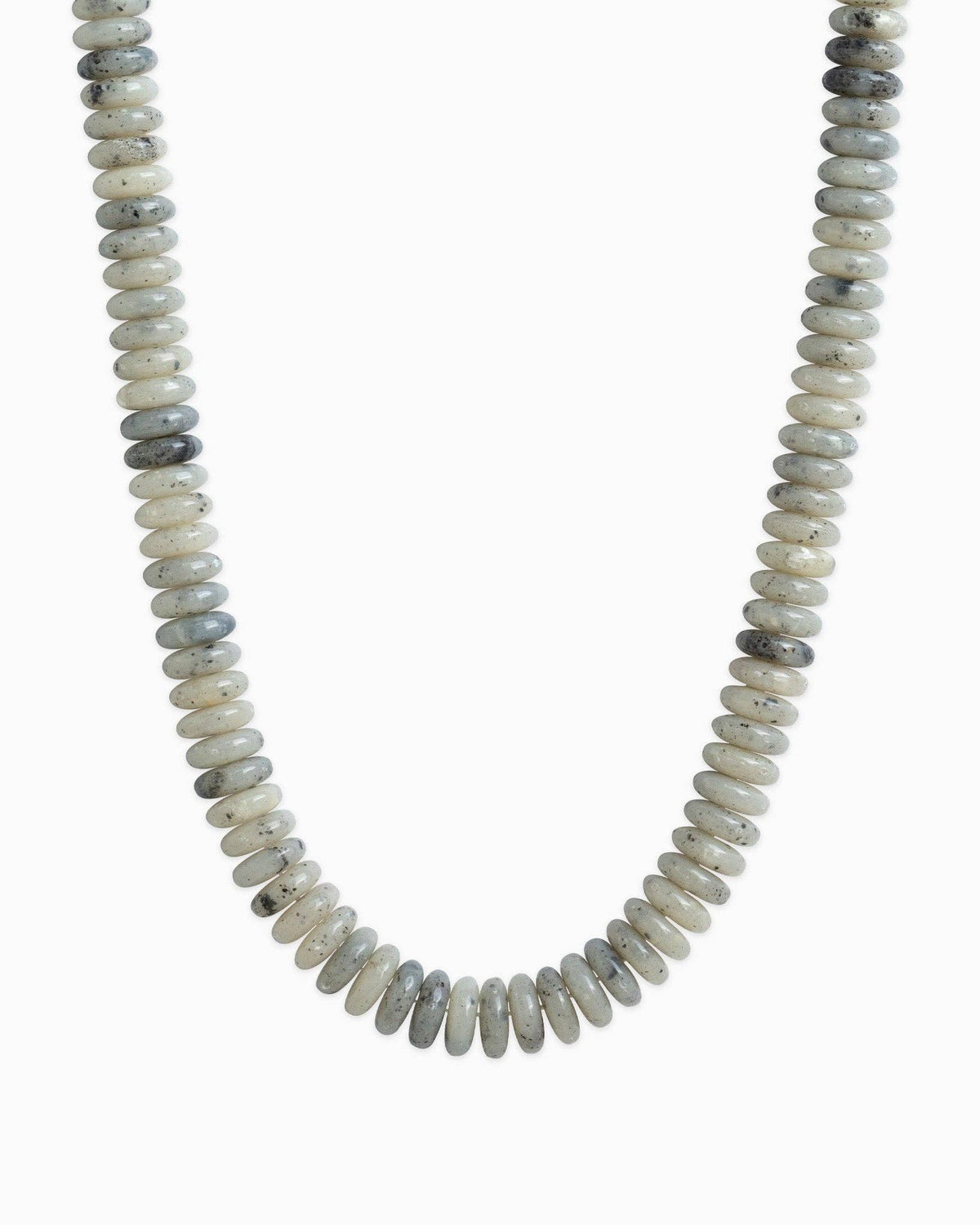 Neutral Color Wide Marble Beaded Necklace: Gray