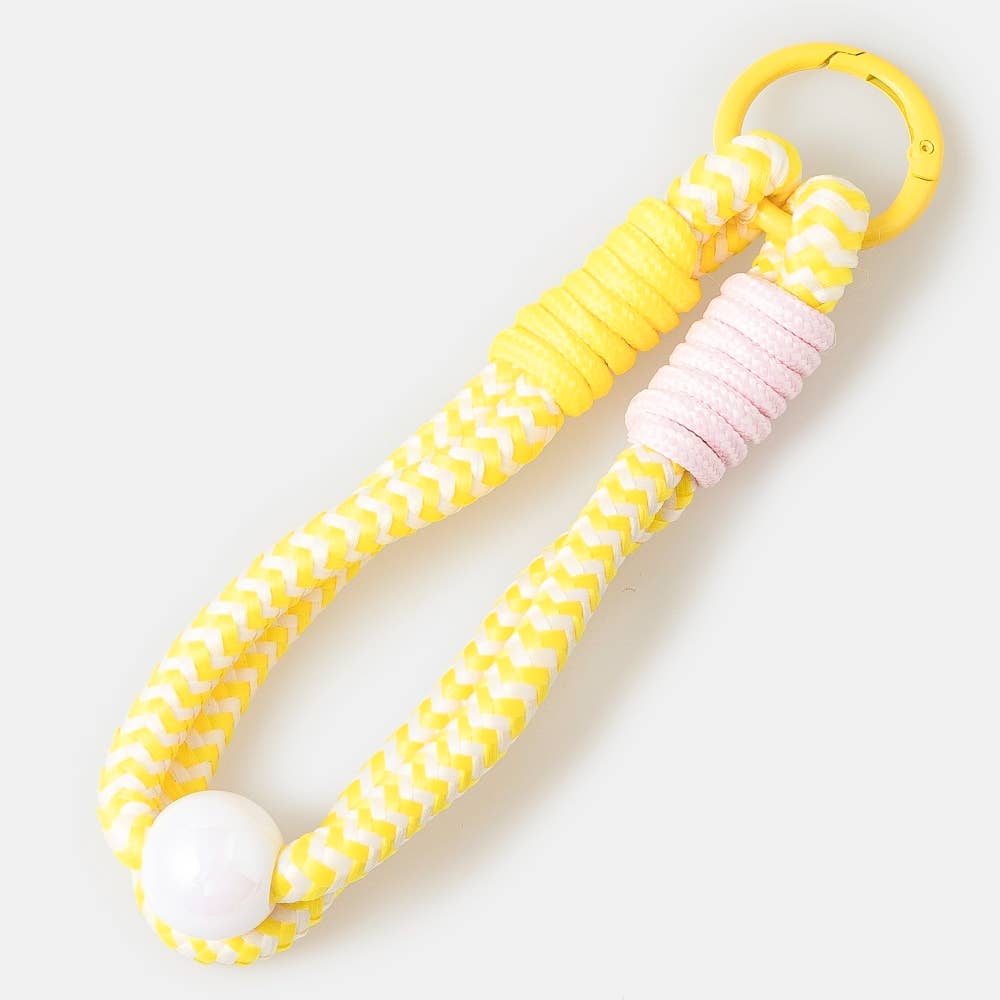 Chevron Pattern Bungee Corda And Bead Bag Charm