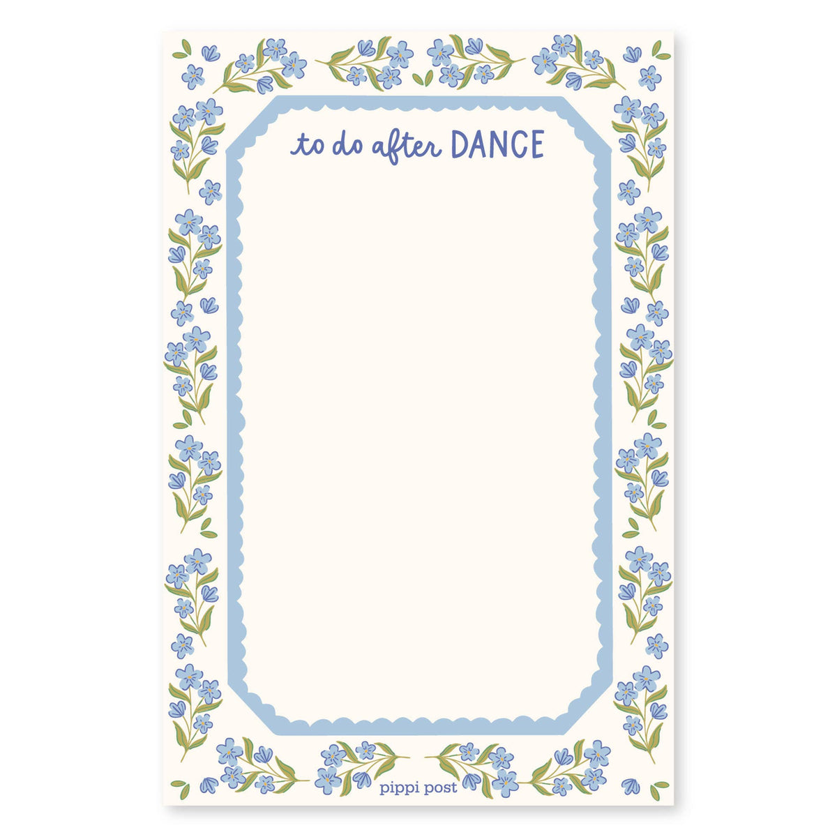 To Do After Dance Blue Floral 4x6 Notepad