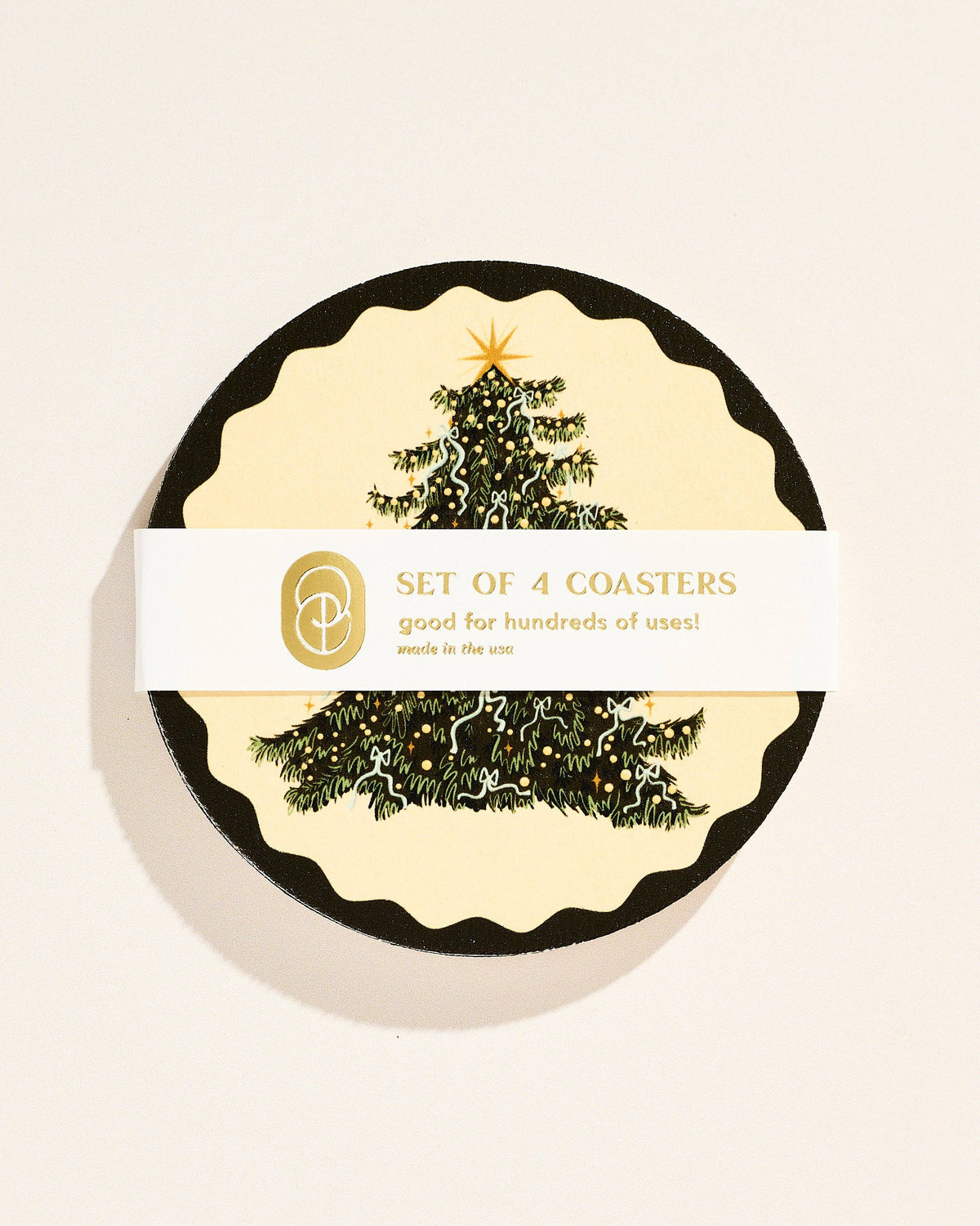 Classic Christmas Tree Coasters - Set of 4