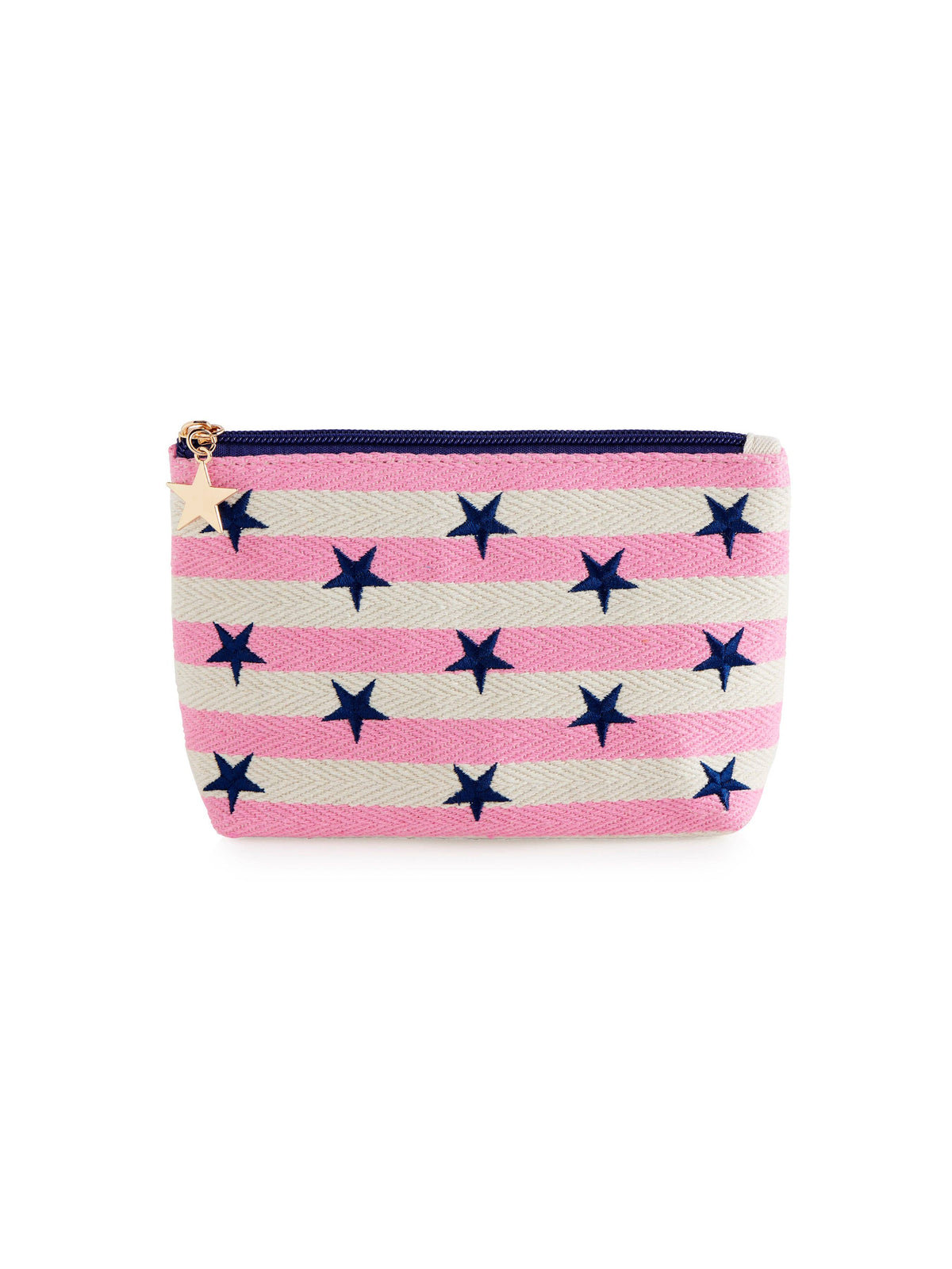 MORGAN STARS SMALL ZIP POUCH, PINK