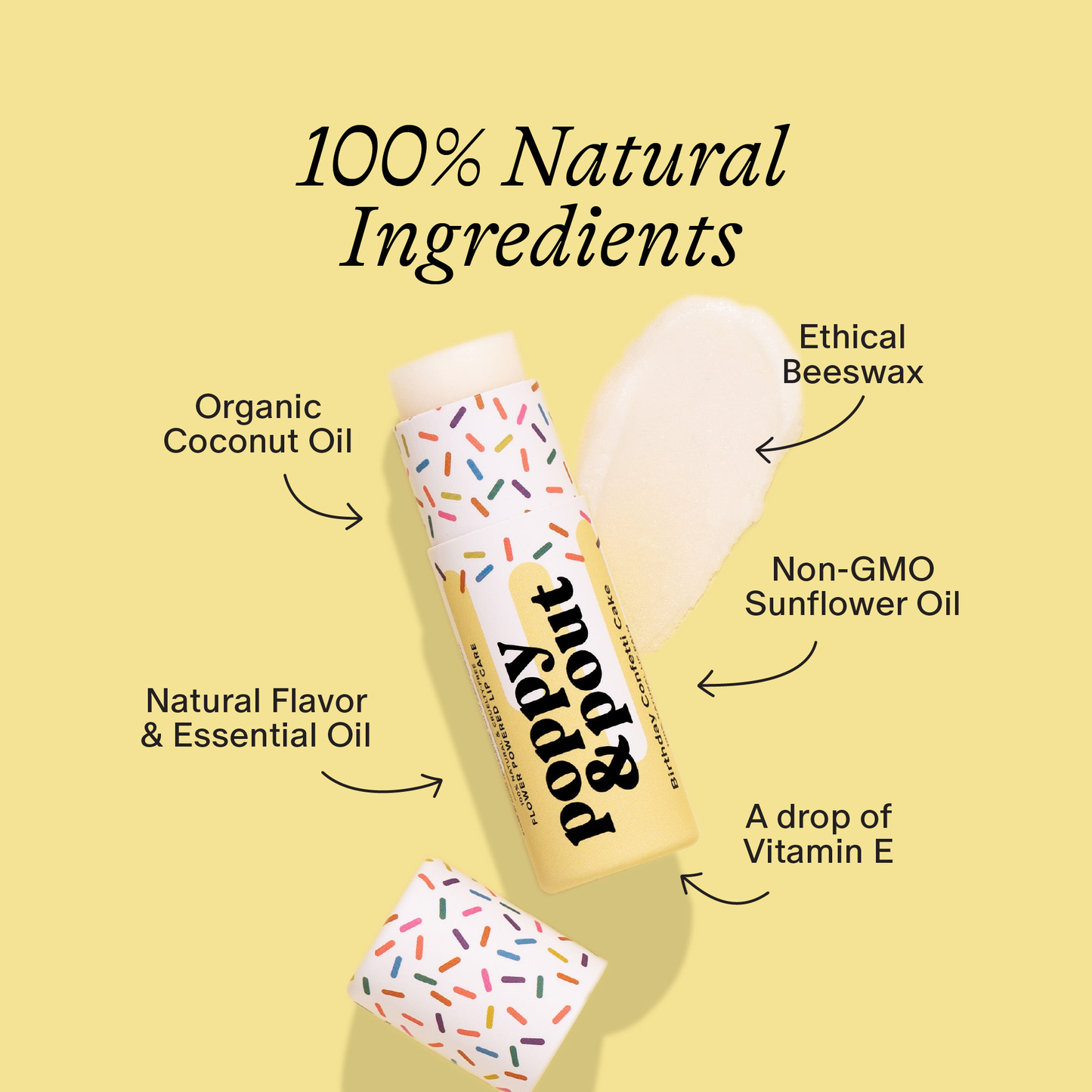 Lip Balm, Birthday Confetti Cake, Yellow