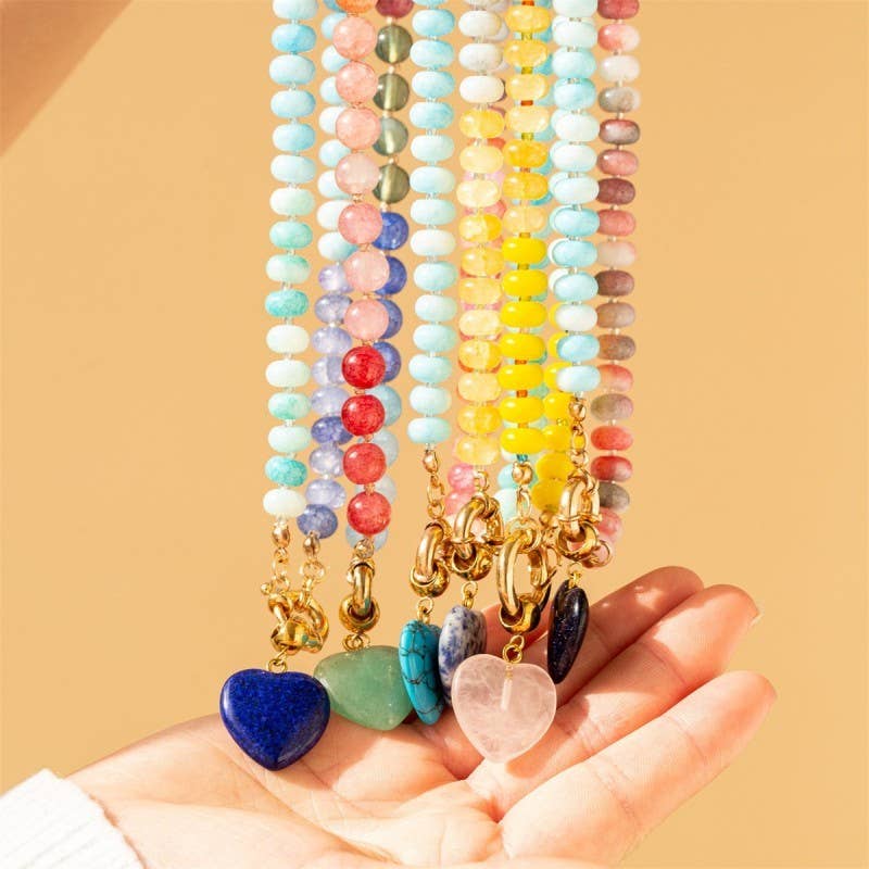 Natural Stone Semi-Precious Glass Mixed Necklace |Turqoise