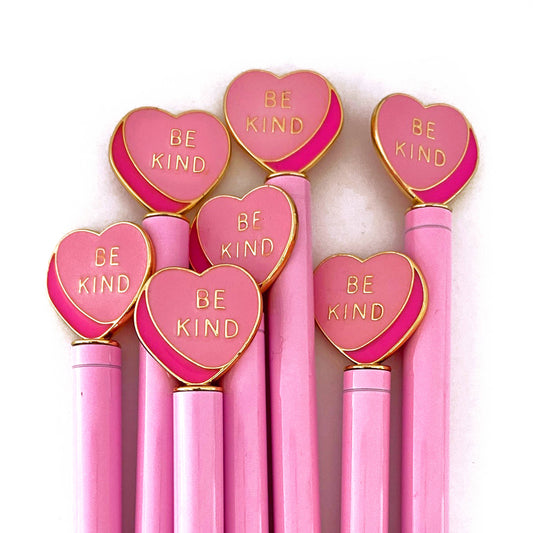 Enamel Heart Charm Pen - Pink