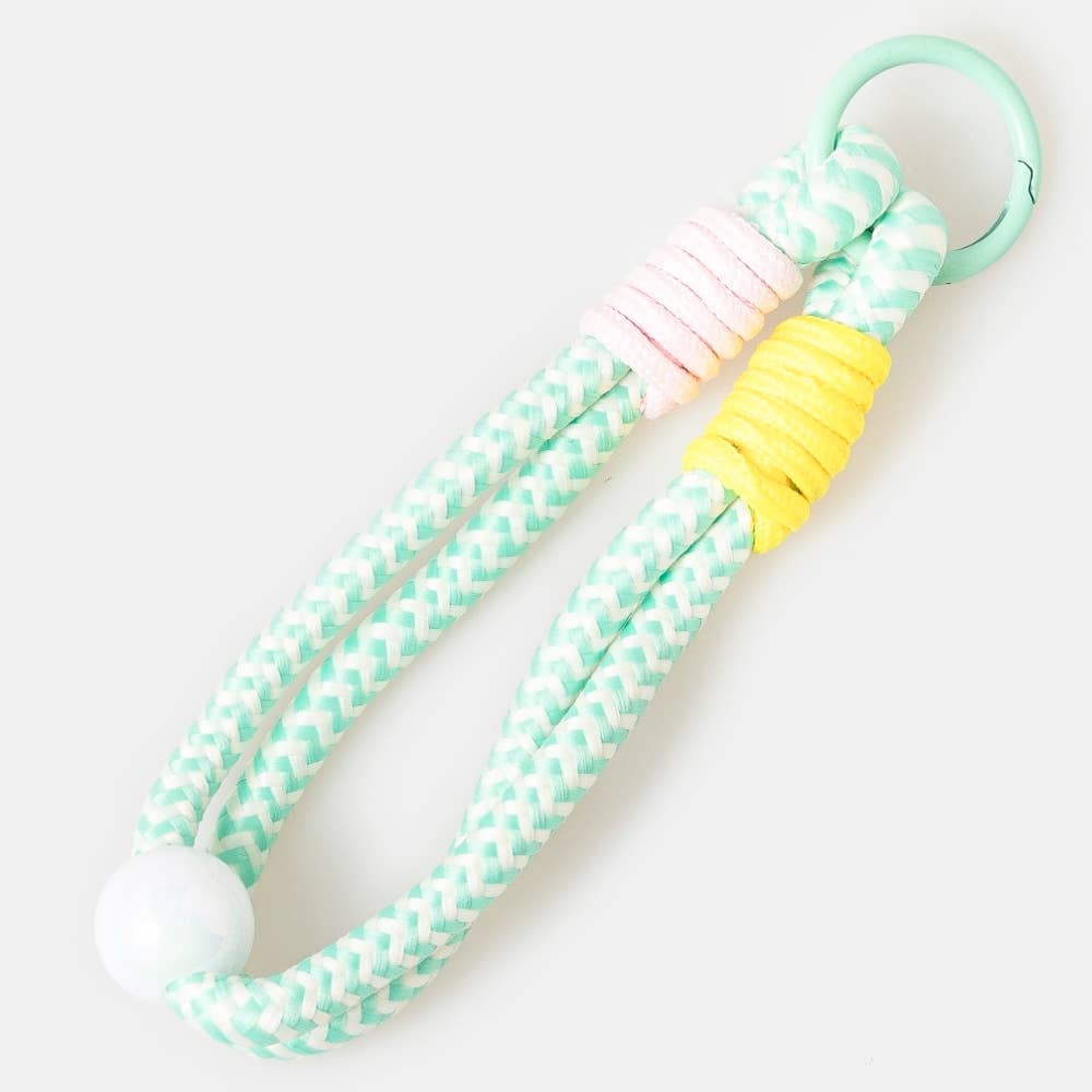 Chevron Pattern Bungee Corda And Bead Bag Charm