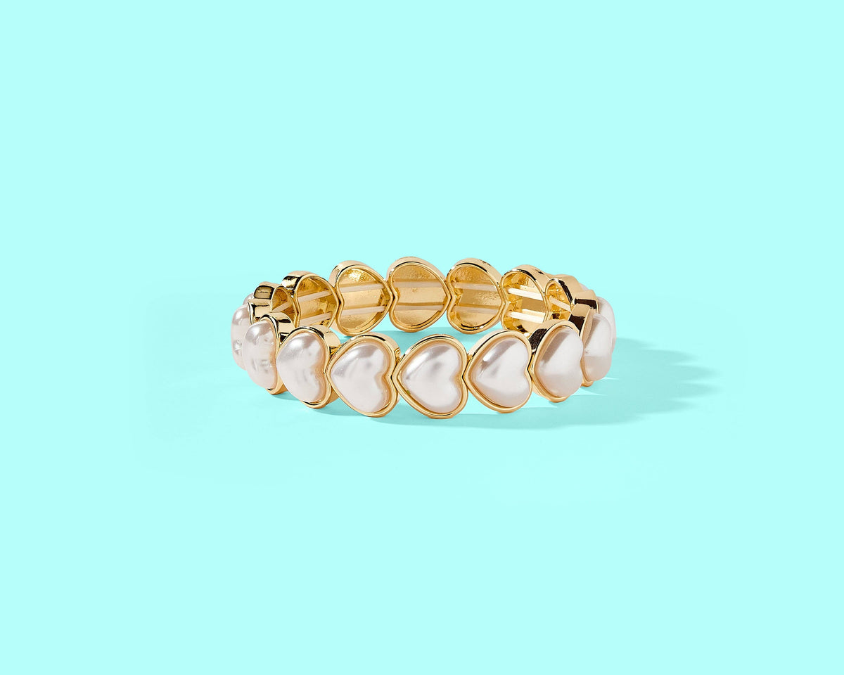Enamel Stretch Bracelet - Love - Assorted Styles: Amore Pearl Hearts