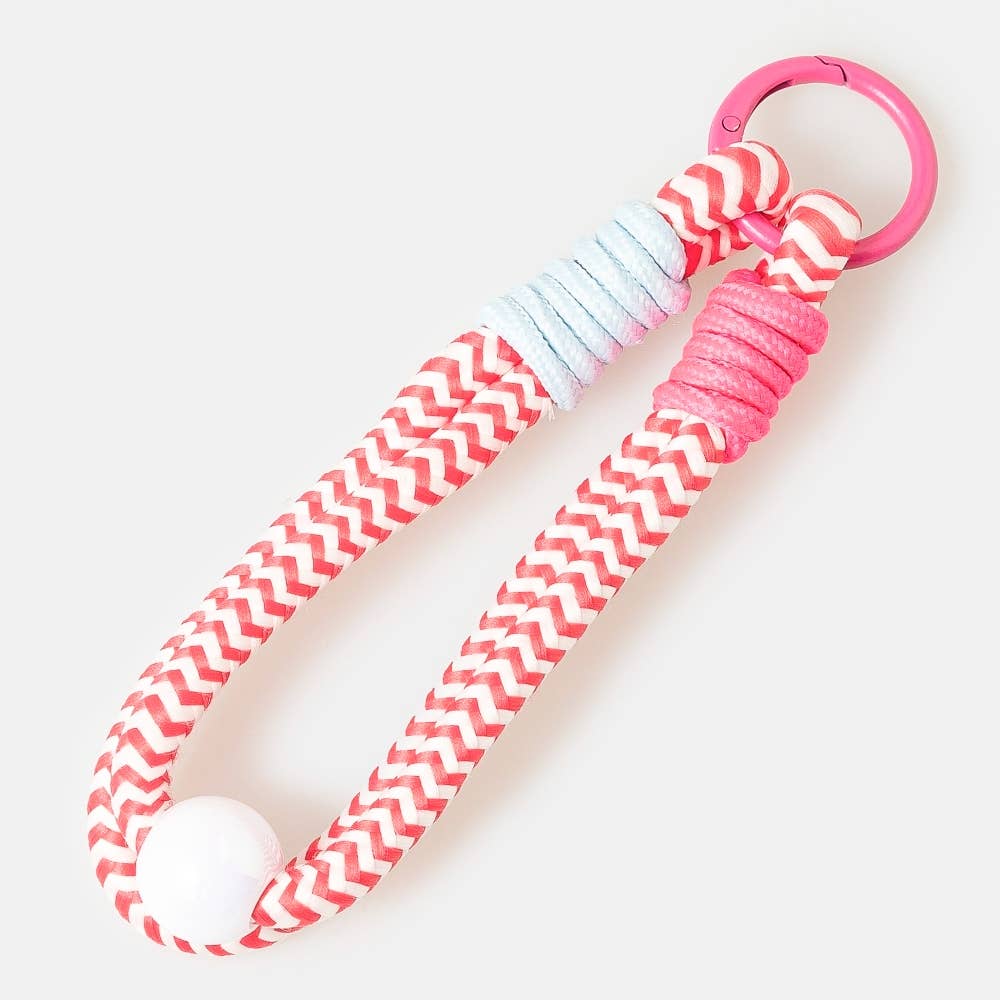 Chevron Pattern Bungee Corda And Bead Bag Charm