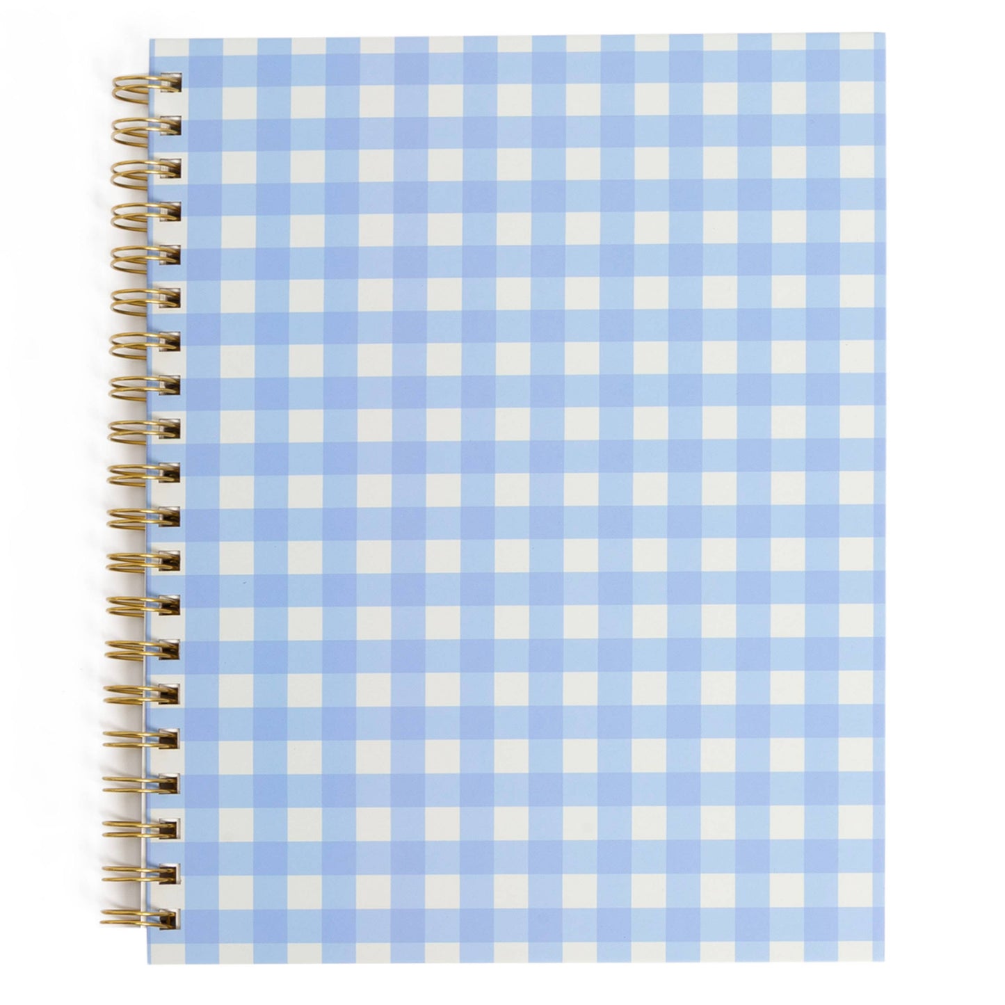 Blue Gingham Spiral Notebook, 8x10 Stationary Journal