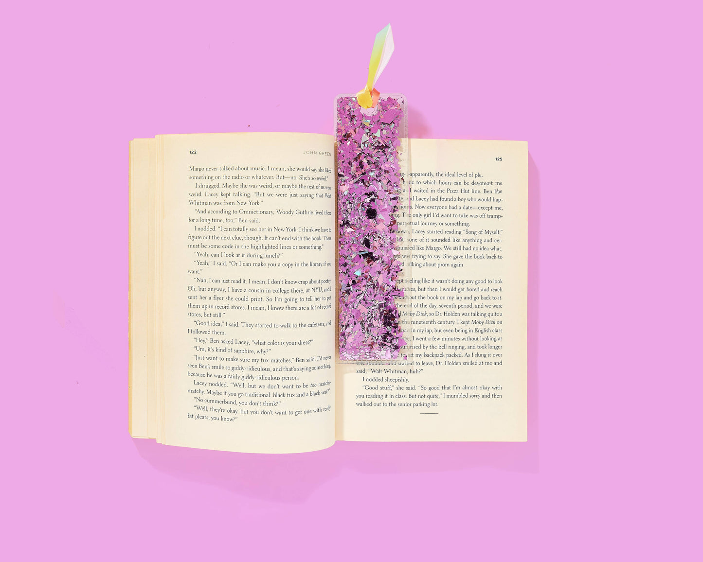 FOR FUN - Bookmark - Purple Confetti + Tie Dye Ribbon