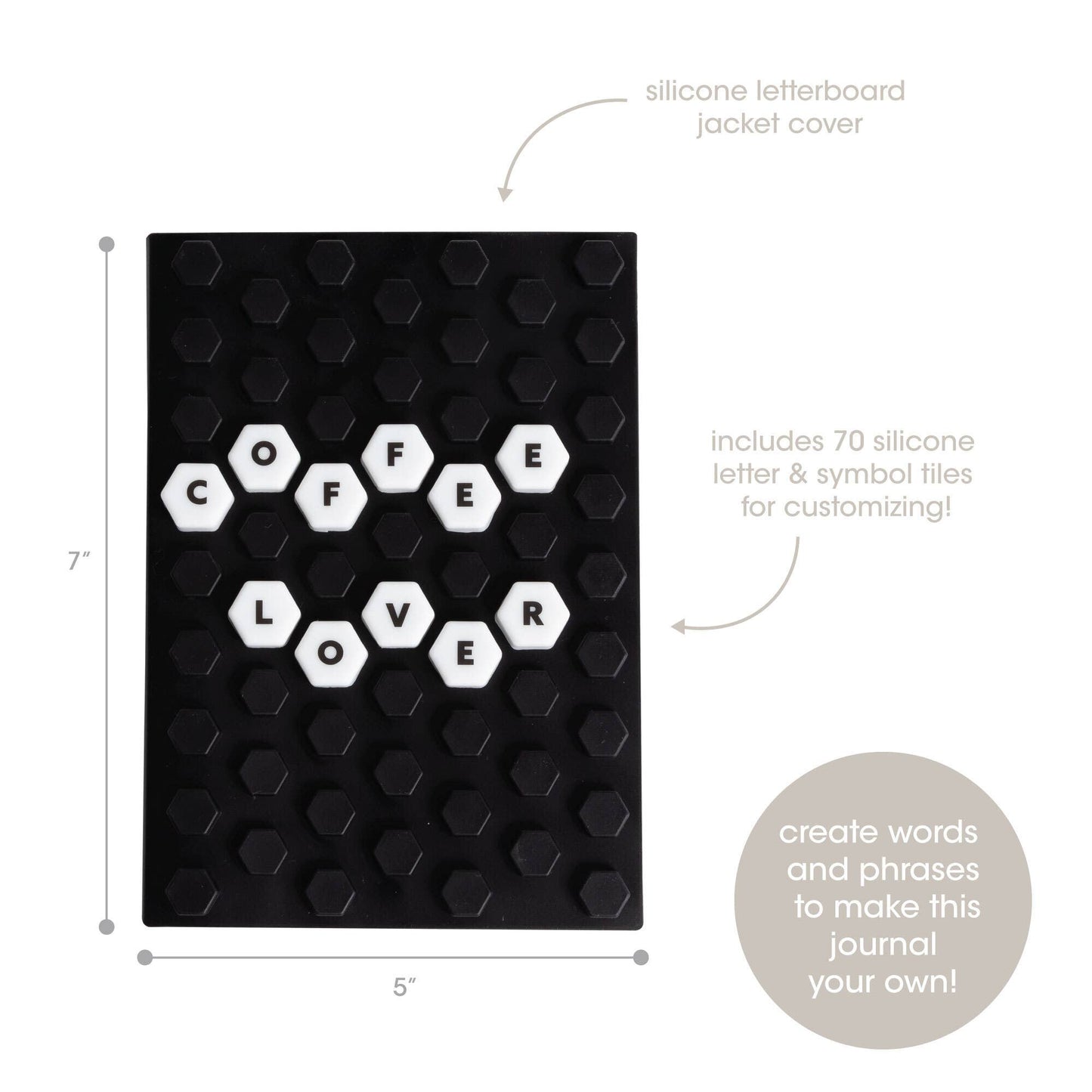 Letterboard Journal Notebook, Black Honeycomb