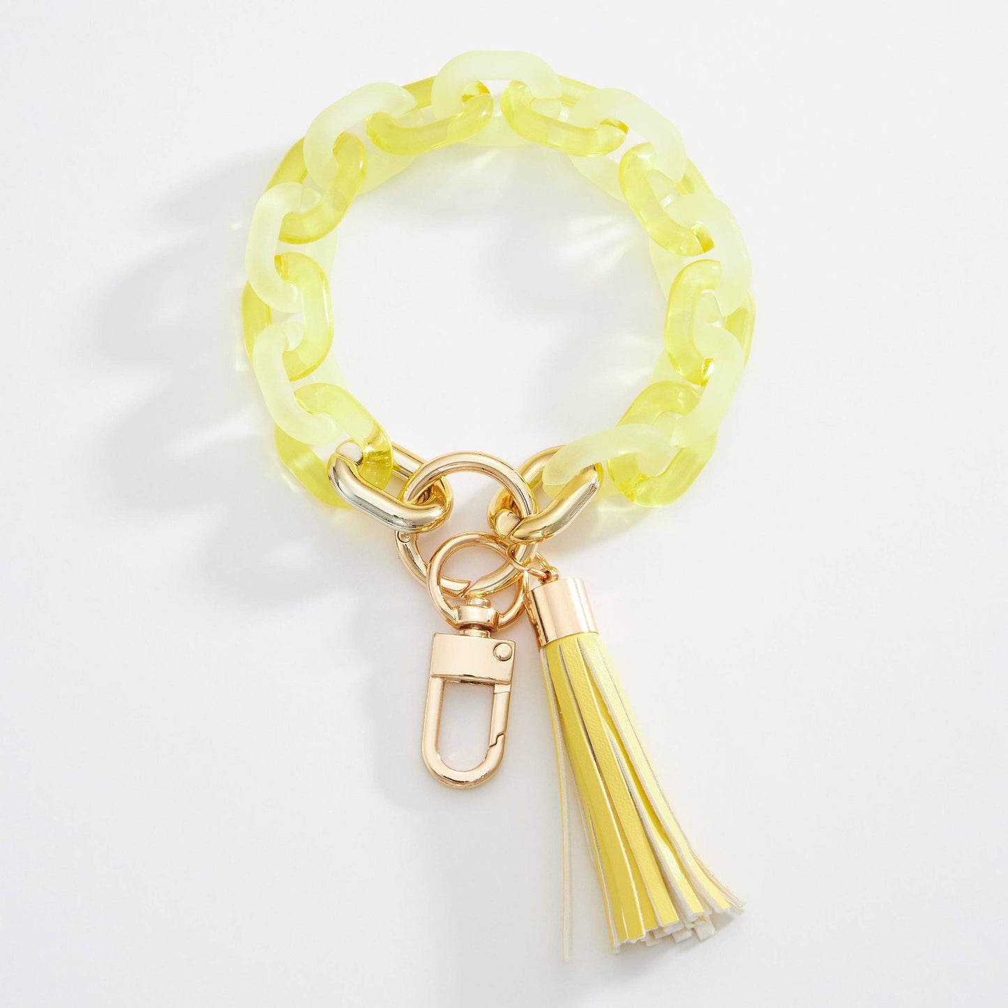 Acrylic Chain Tassel Keychain Bracelet: YELLOW