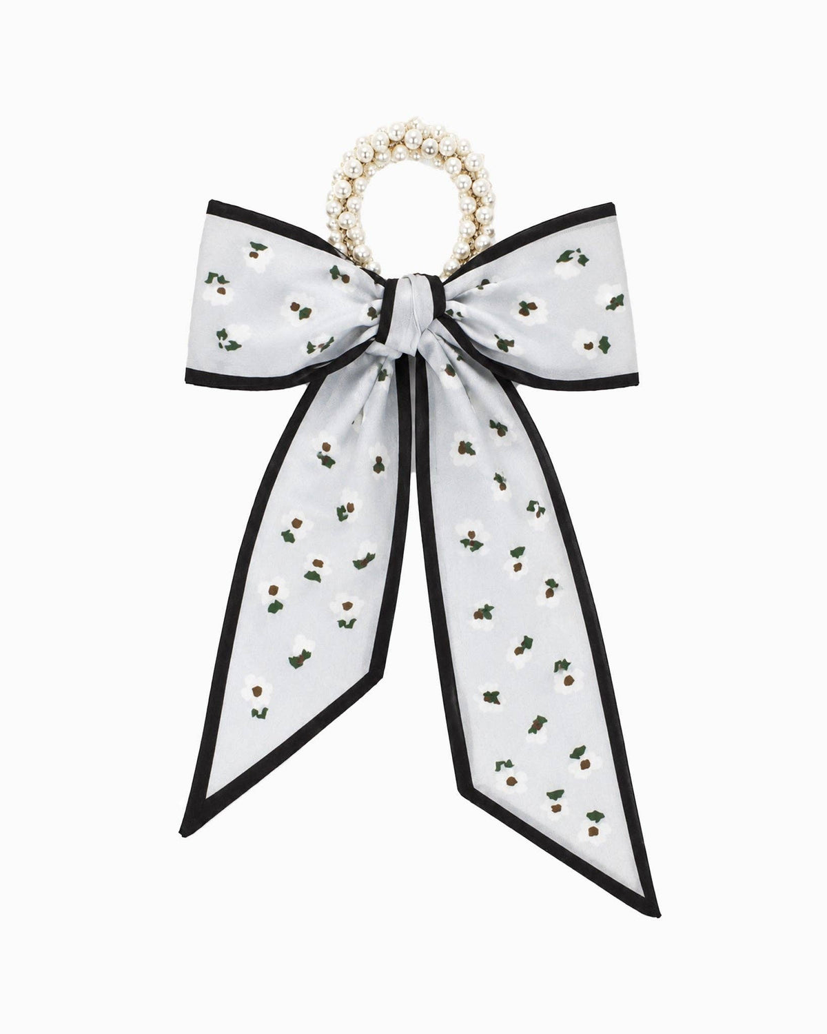 Pearl Beaded Long Bow Hair Tie