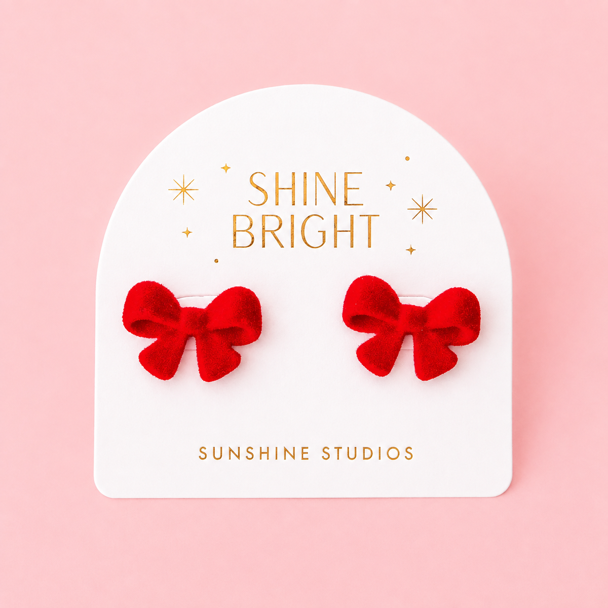 Flocked Bow Earring | Red