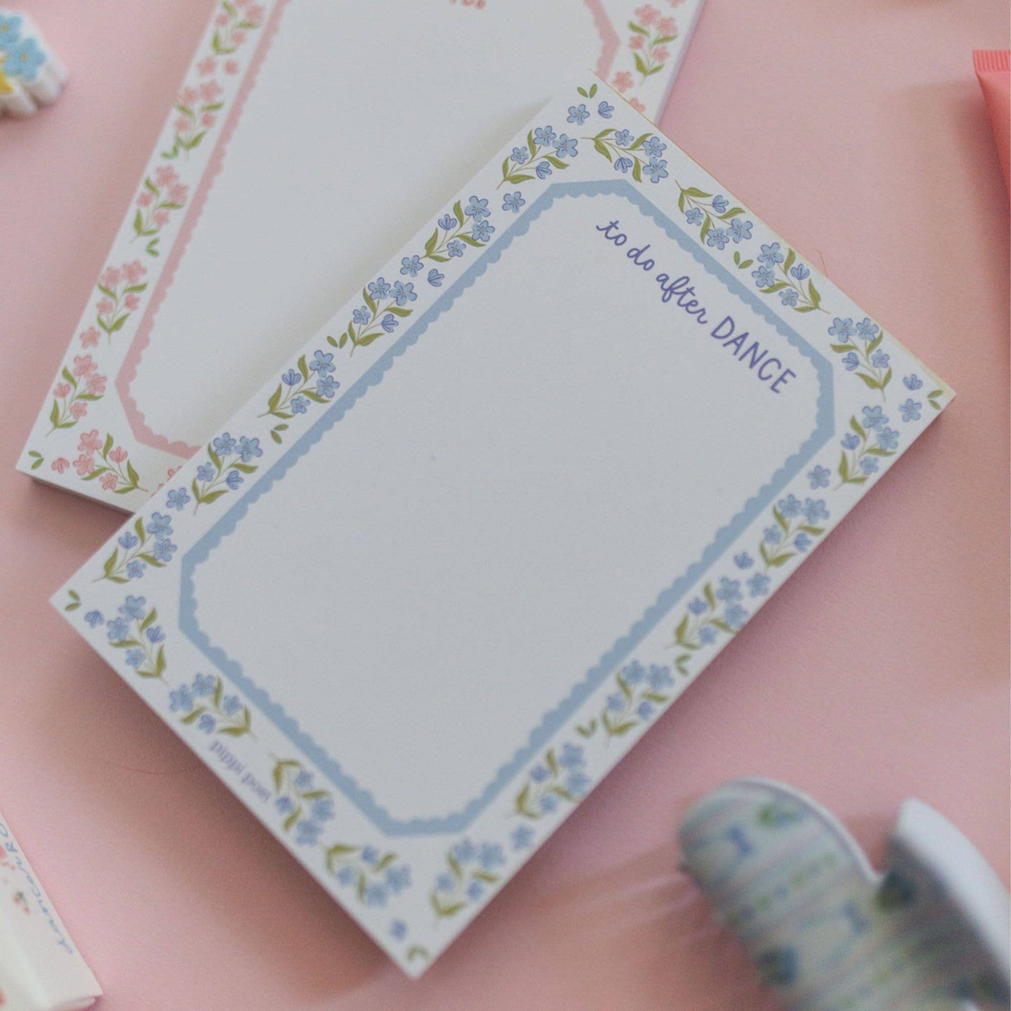 To Do After Dance Blue Floral 4x6 Notepad