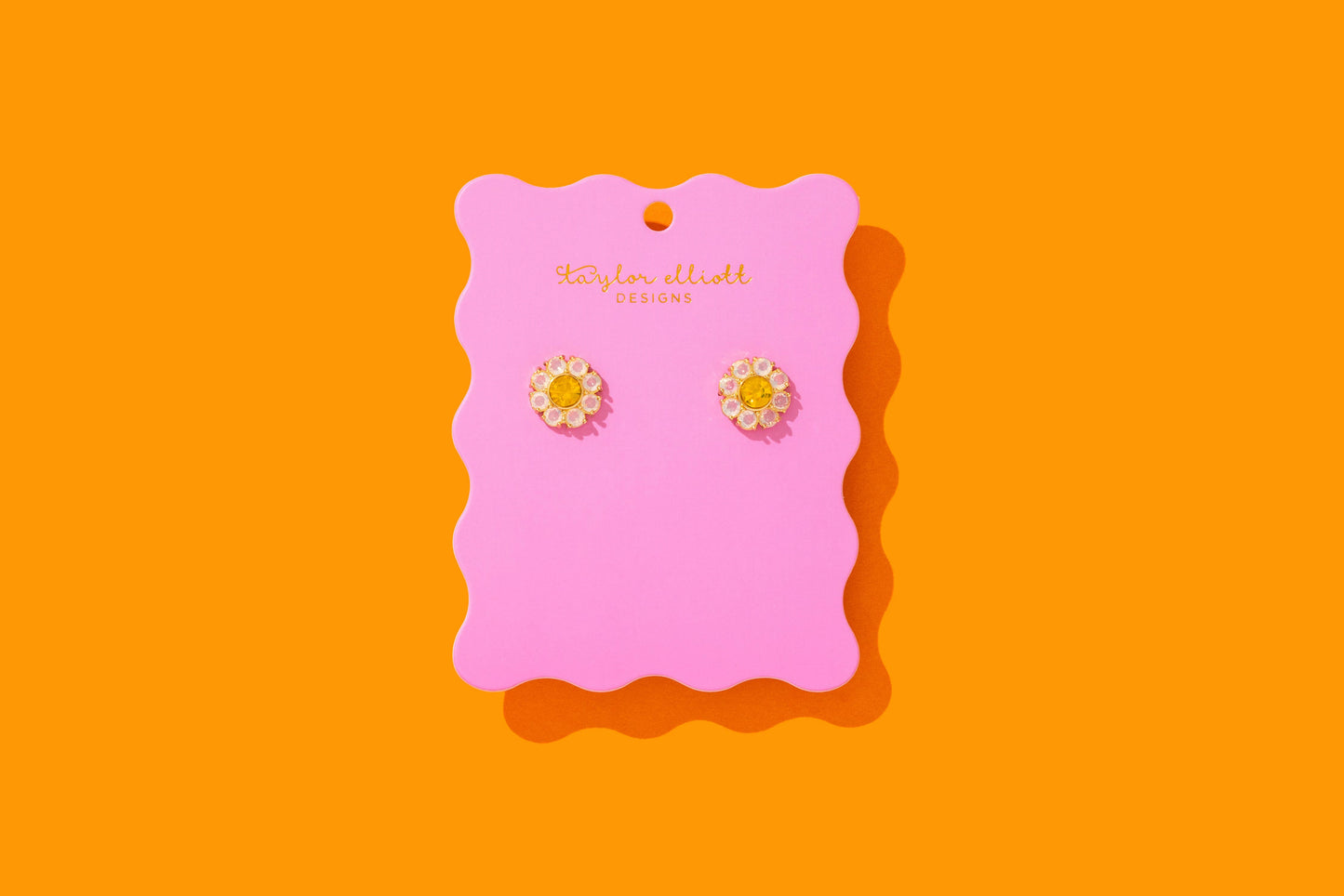 Stud Earrings - Flowers w/ Yellow Gems