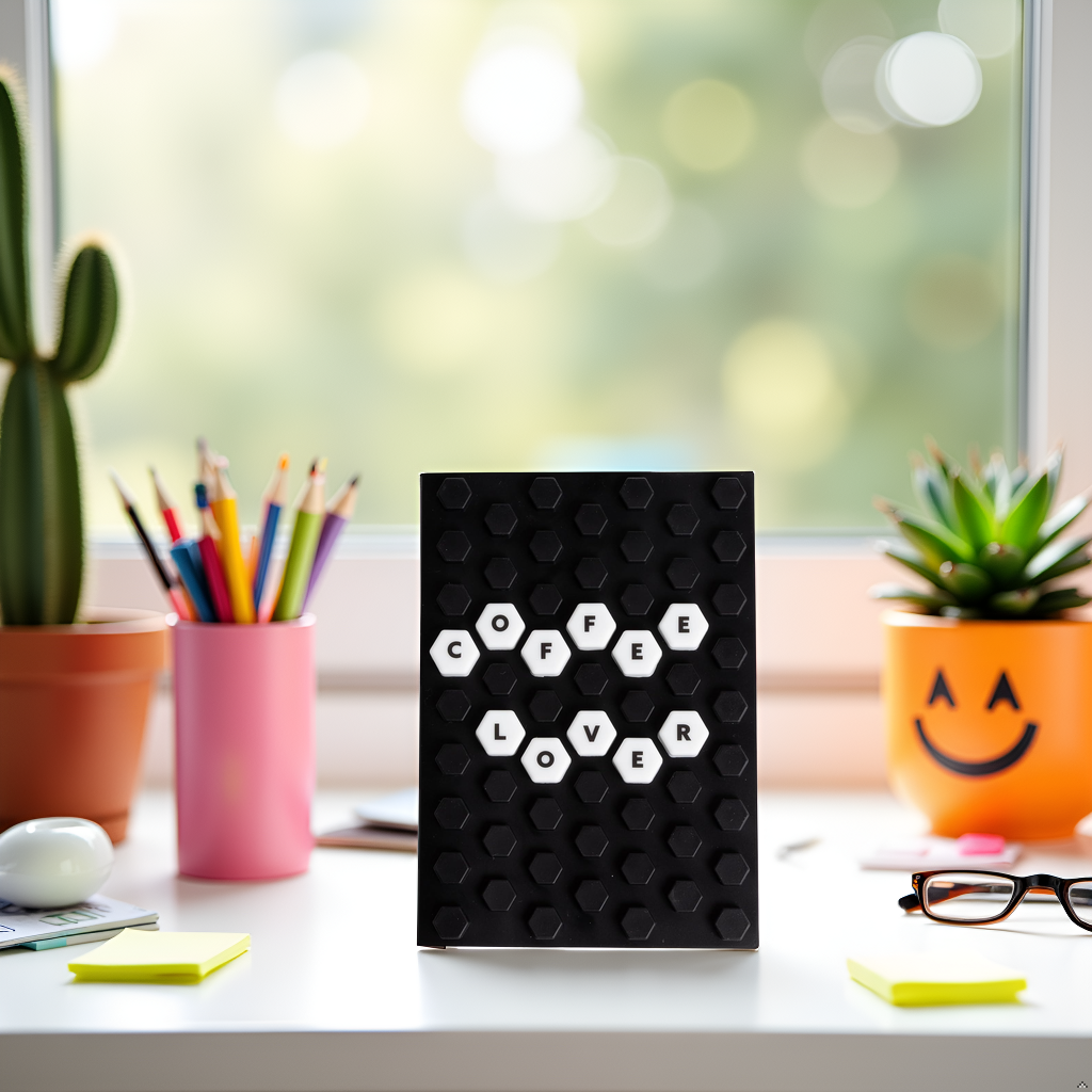 Letterboard Journal Notebook, Black Honeycomb