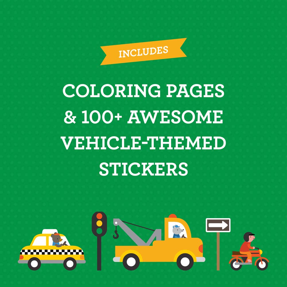 Coloring Book With Stickers: Vehicles