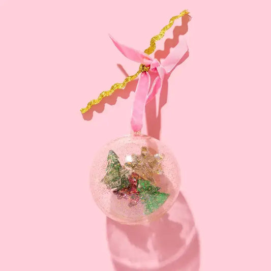 Bulb Ornament w/ 4 Christmas Themed Claw Clips