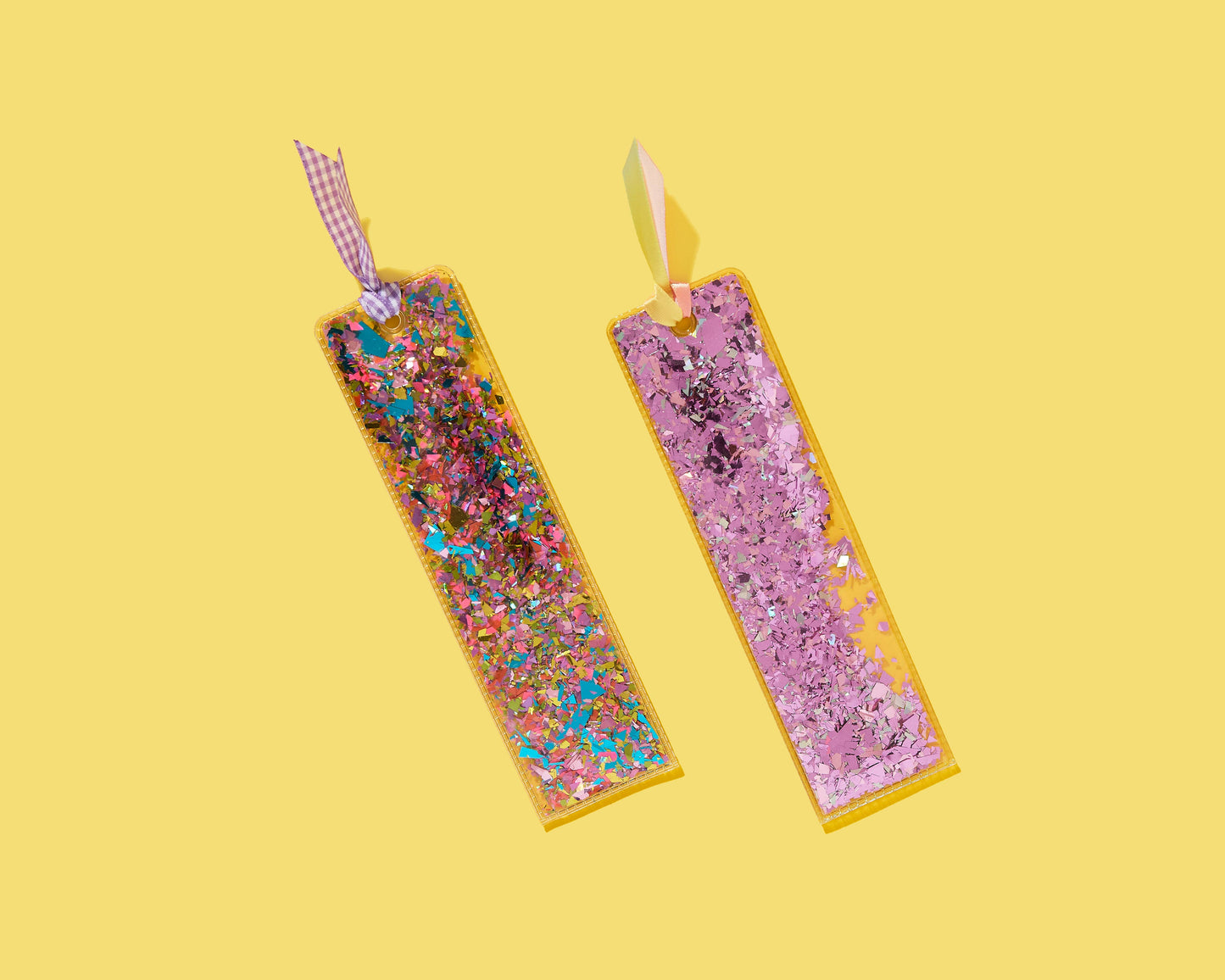FOR FUN - Bookmark - Happy Confetti + Purple Gingham Ribbon
