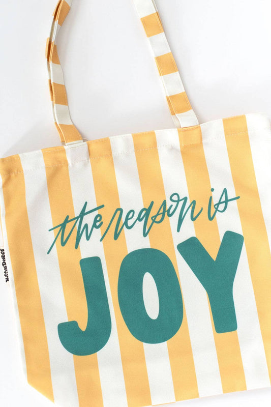The Reason is Joy Yellow Fun Striped Pool Summer Tote Bag