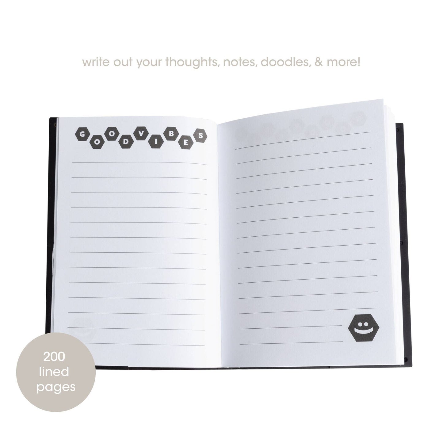 Letterboard Journal Notebook, Black Honeycomb