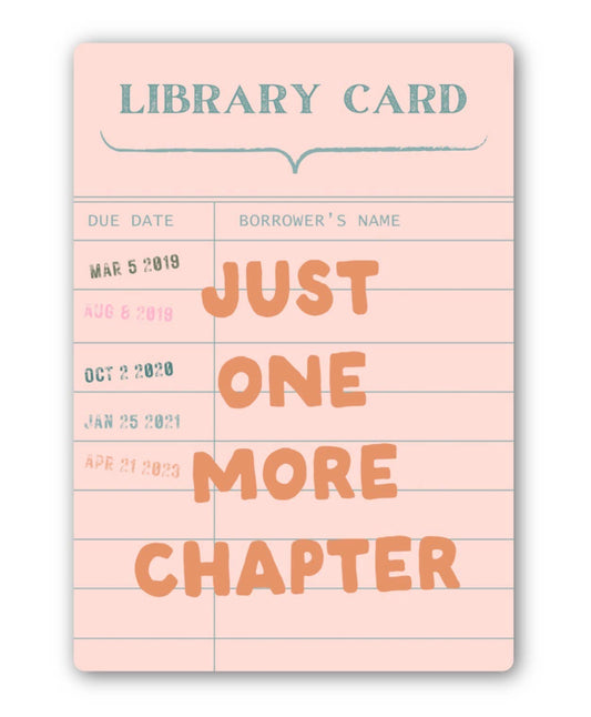 Just One More Chapter Library Card Sticker, Book Lover Decal