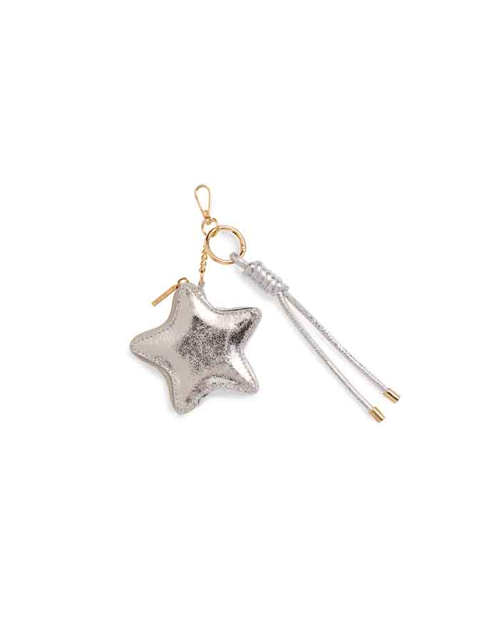 STAR POUCH BAG CHARM/KEY RING: SILVER