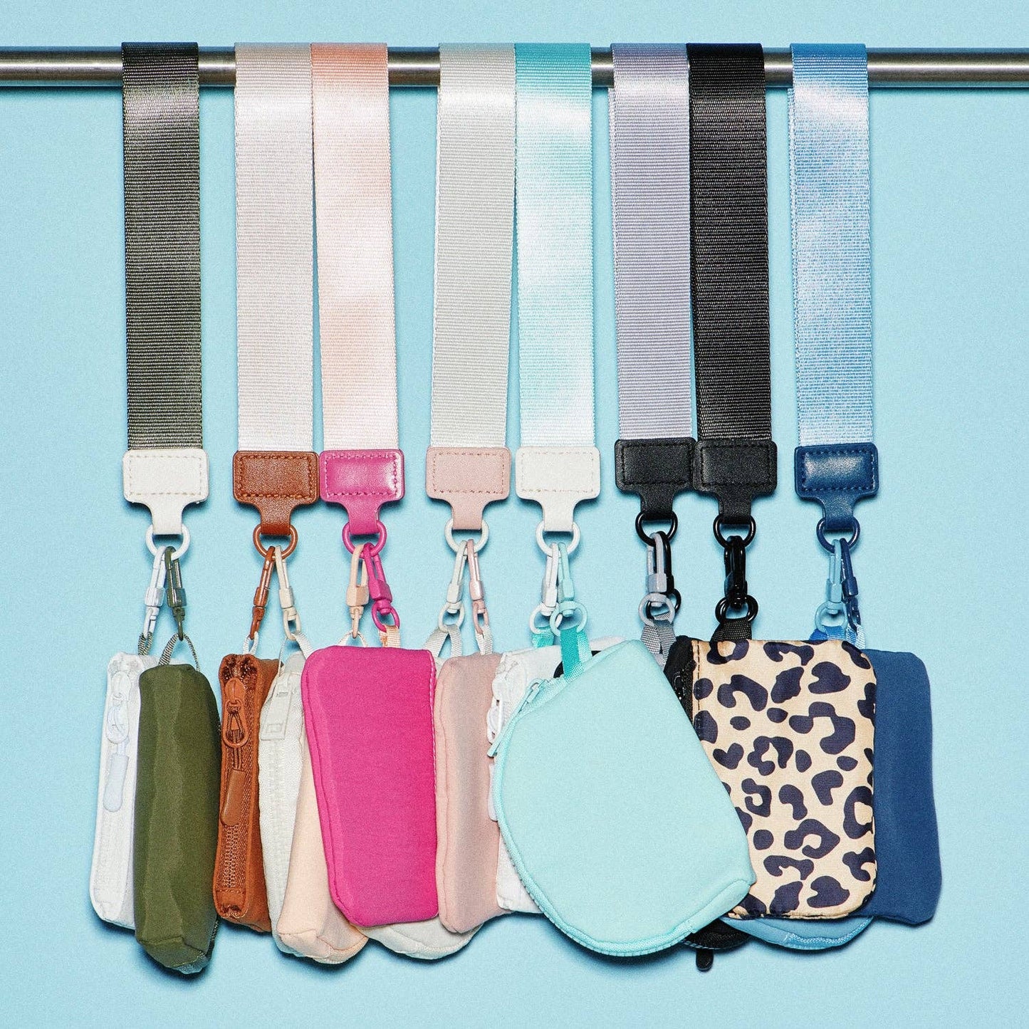 Fabric Dual Pouch Wristlet Wallet | Keychain Holder: Hot Pink