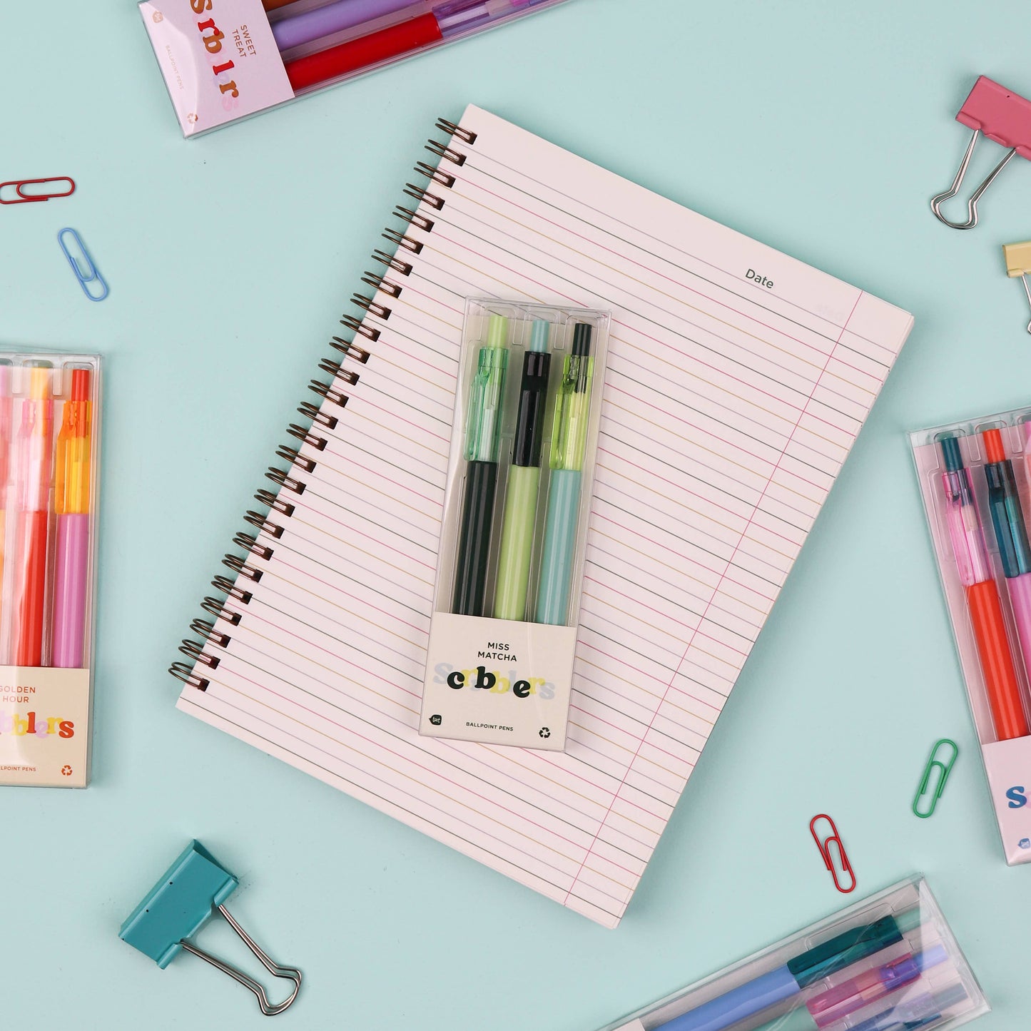 Scribblers Ballpoint Pens: Miss Matcha Scribbler 3 Pack