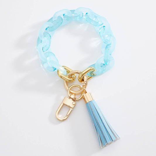 Acrylic Chain Tassel Keychain Bracelet: BLUE