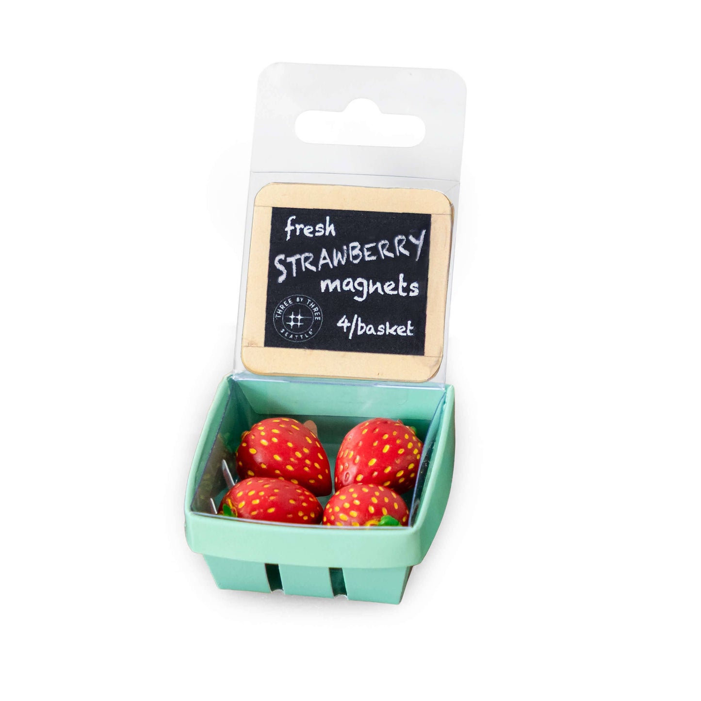 Strawberry Magnets with Iconic Packaging: Set of 4
