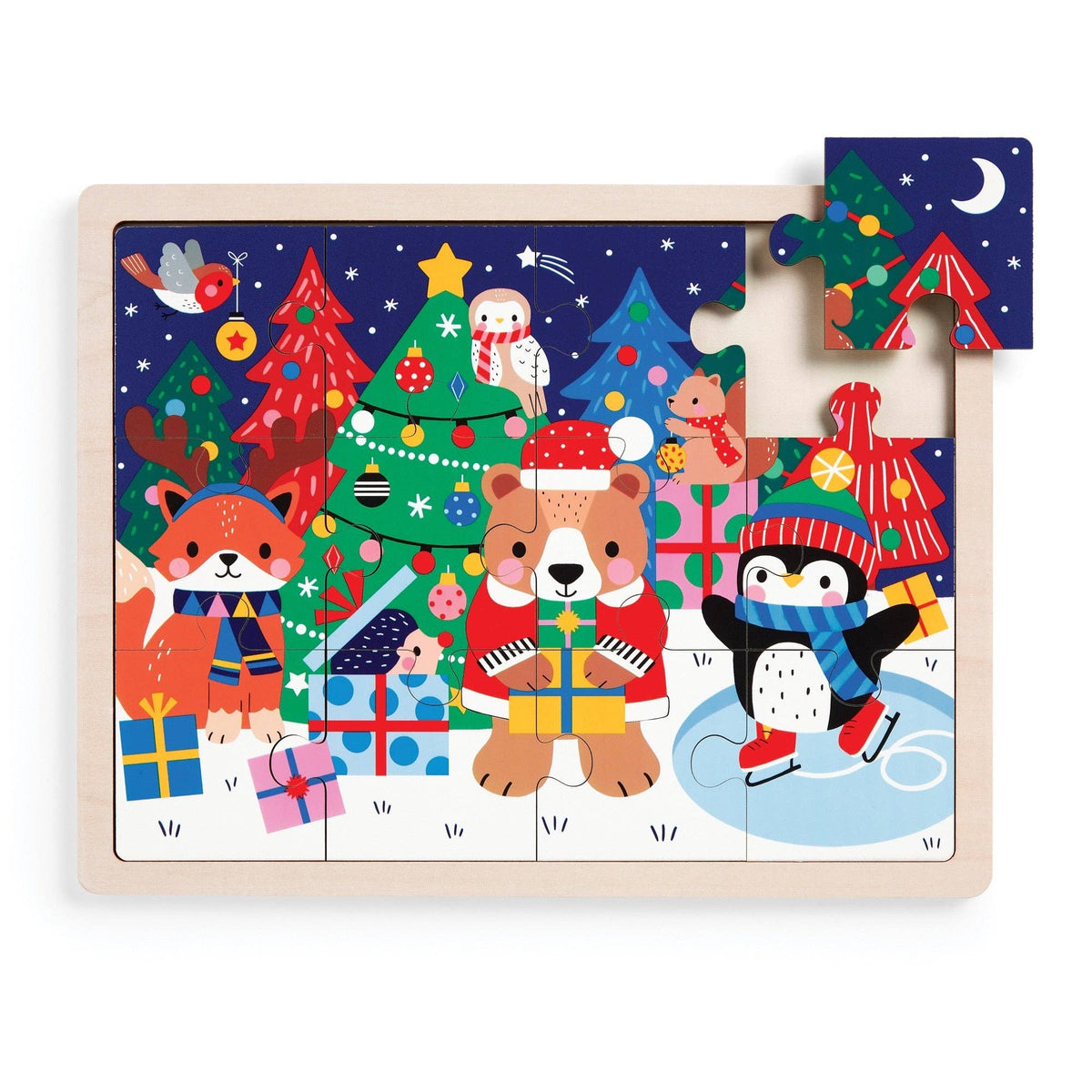 Festive Friends 12 Piece Wooden Tray Puzzle