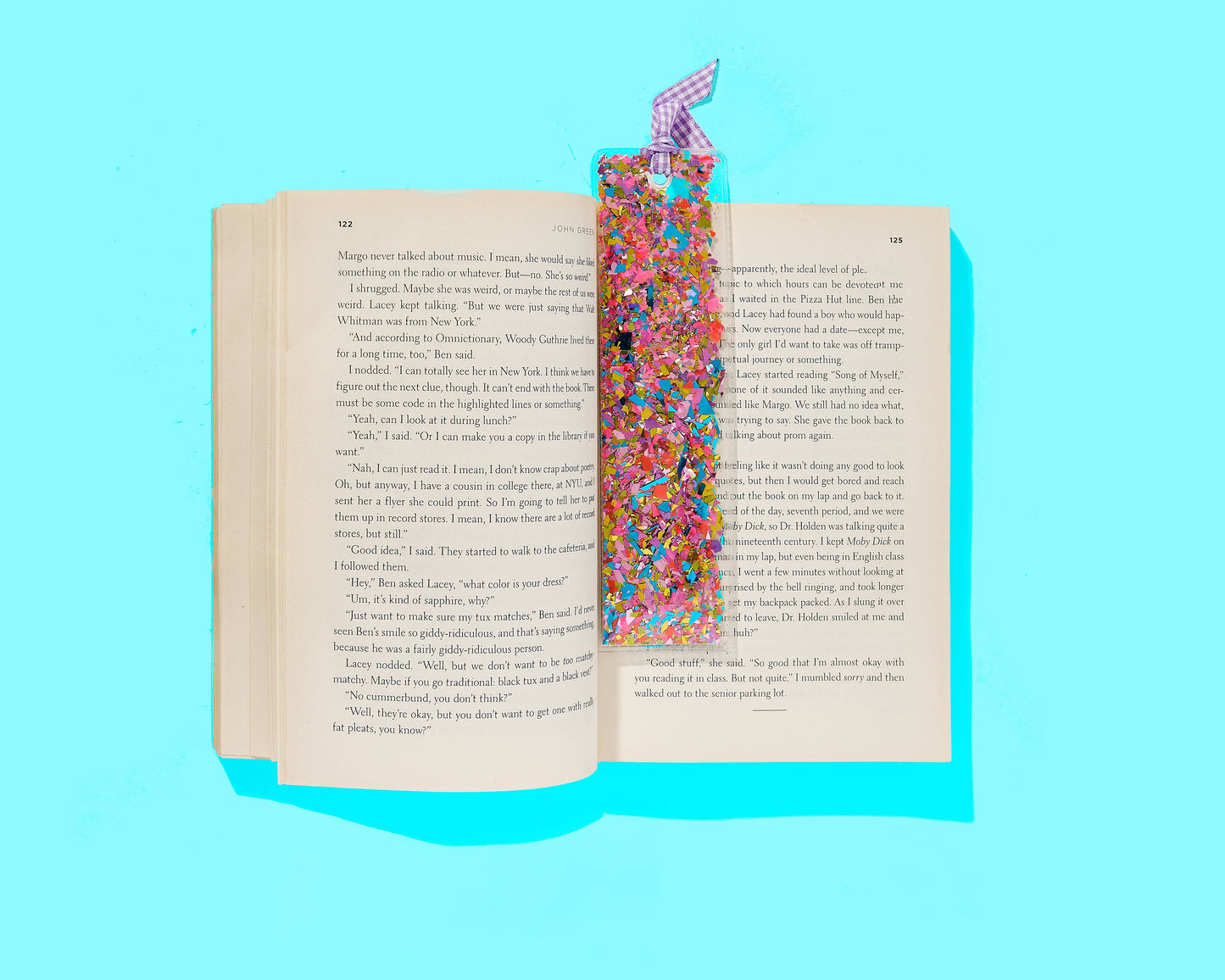 FOR FUN - Bookmark - Happy Confetti + Purple Gingham Ribbon