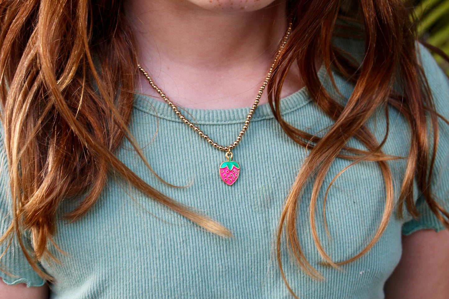 Jane Strawberry Gold Ball Beaded Children's Necklace