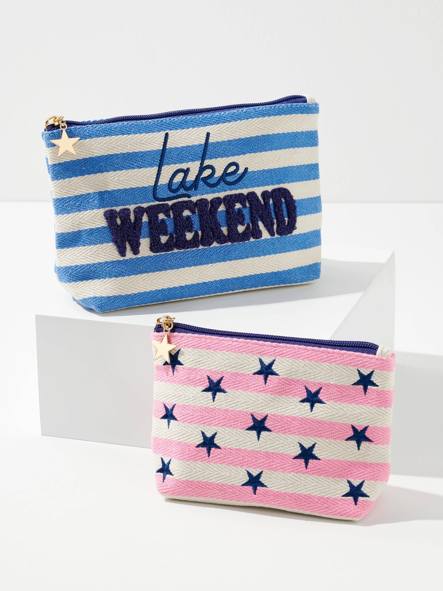 MORGAN STARS SMALL ZIP POUCH, PINK