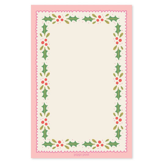 Holly Border Christmas 4x6 Notepad