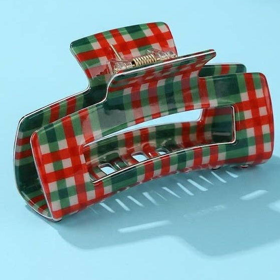 Holiday & Christmas Tree Stripe Hair Claw Clips