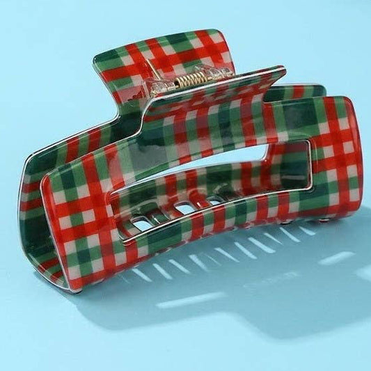 Holiday & Christmas Tree Stripe Hair Claw Clips
