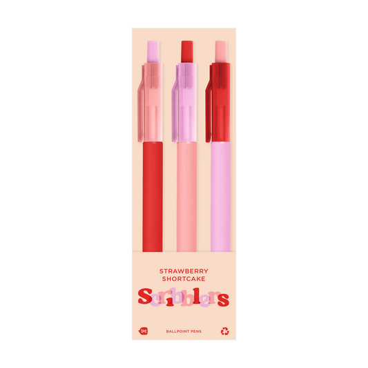 Scribblers Ballpoint Pens: Strawberry Shortcake Scribbler 3 Pack
