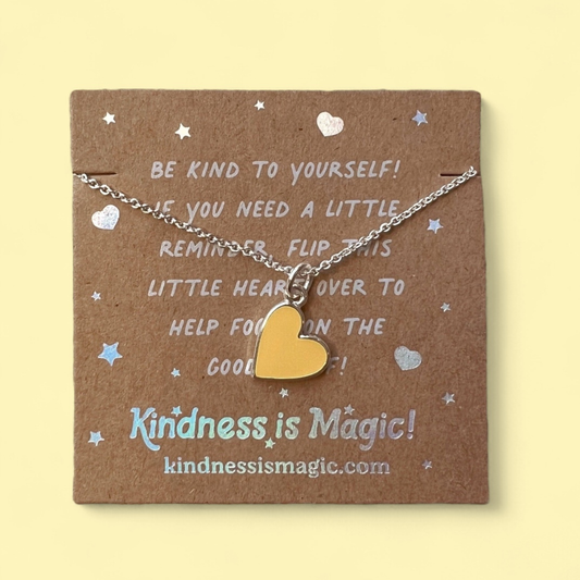 Tiny Heart Necklace with Affirmations: Gold - Yellow