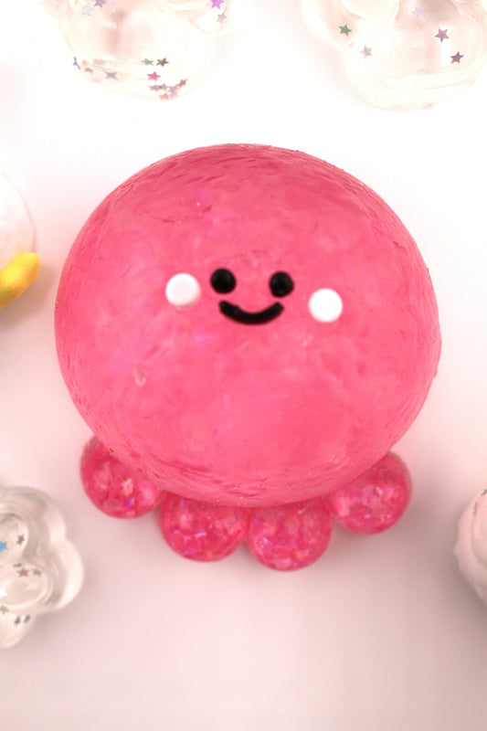 SqueezeSquad Taba Deluxe Premium Silicone Squishy Fidget Toy - Fuchsia Octopus