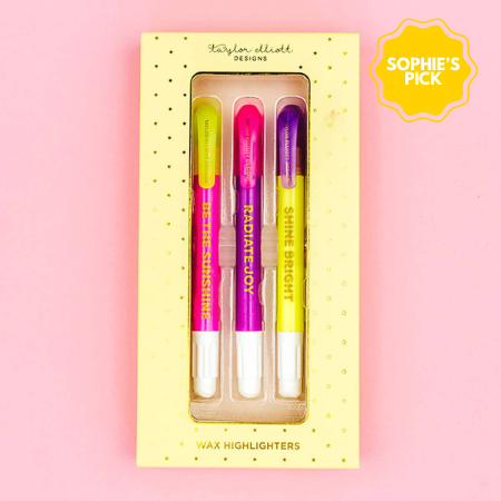 Wax Highlighter Set - Motivational - Asst Clrs - 3 Piece Set