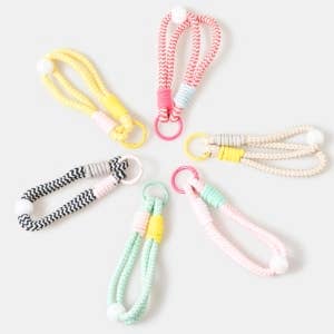 Chevron Pattern Bungee Corda And Bead Bag Charm