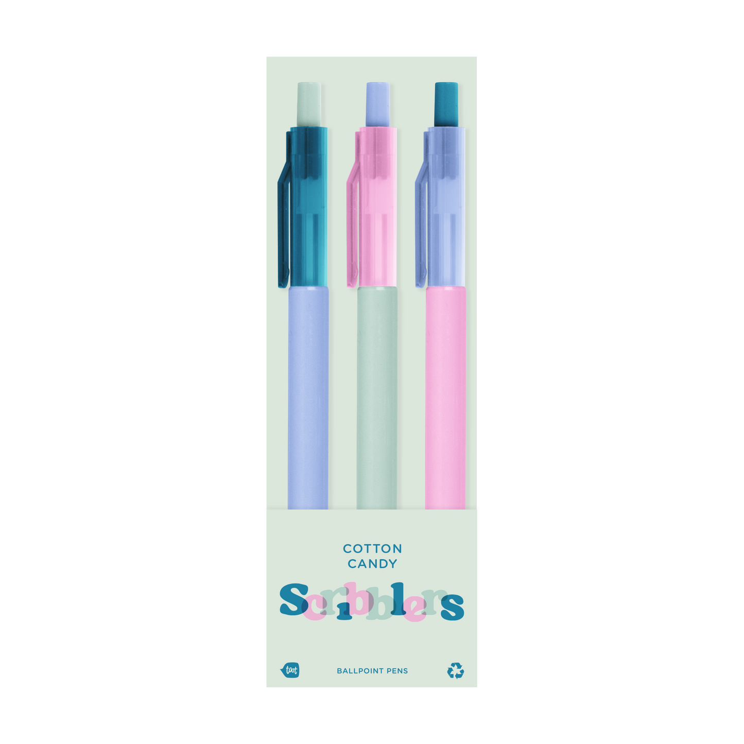 Scribblers Ballpoint Pens: Cotton Candy Scribbler 3 Pack