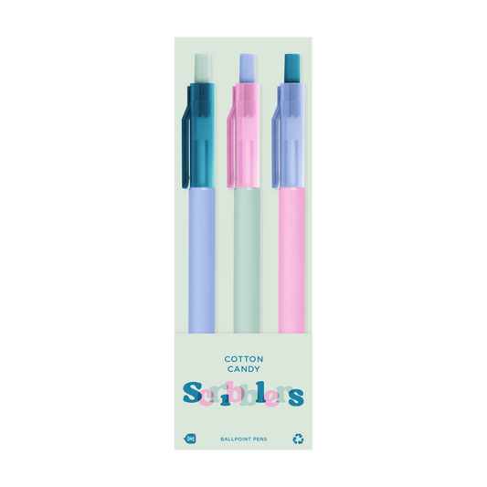 Scribblers Ballpoint Pens: Cotton Candy Scribbler 3 Pack