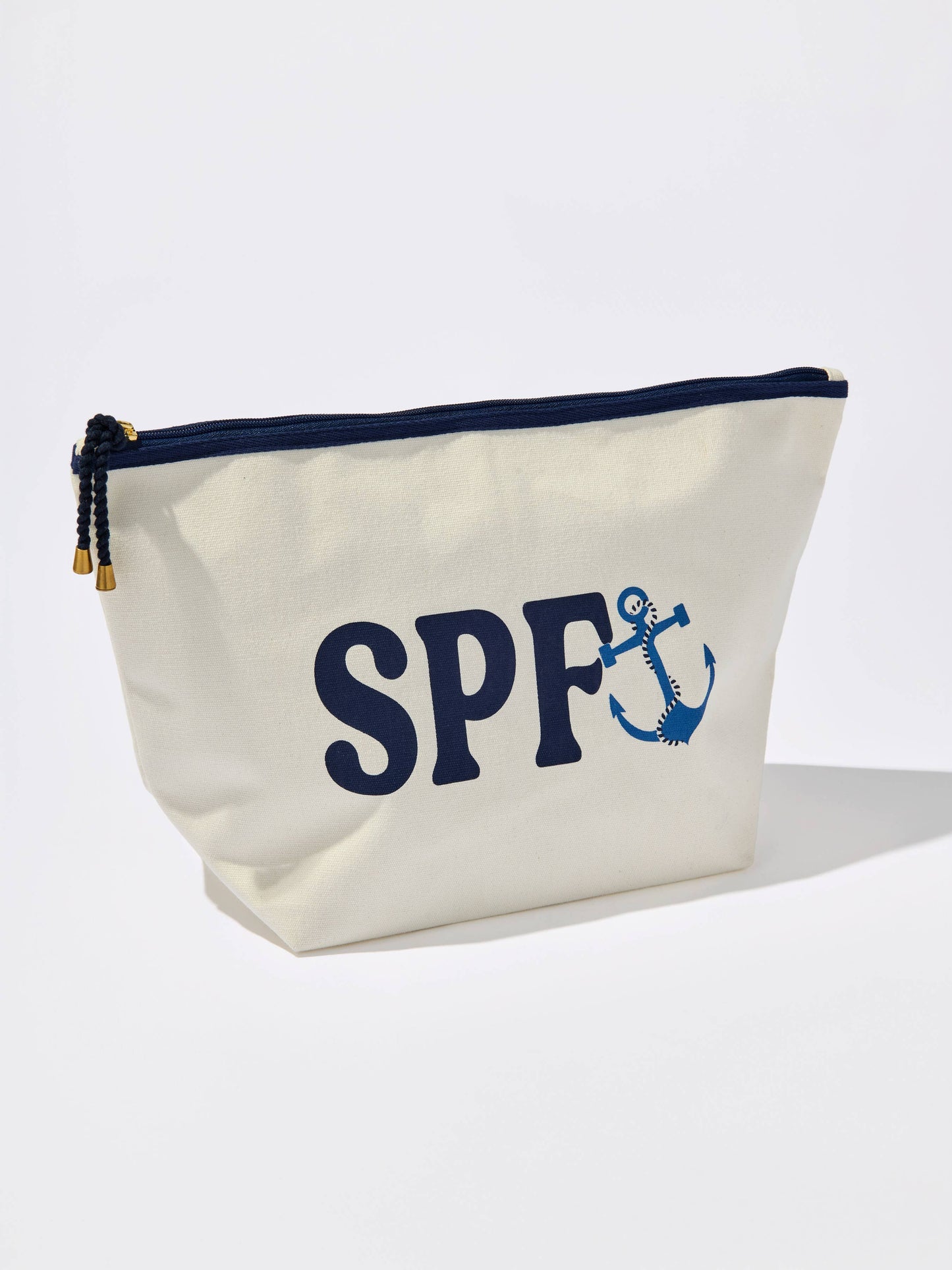 "SPF" LARGE ZIP POUCH,IVORY